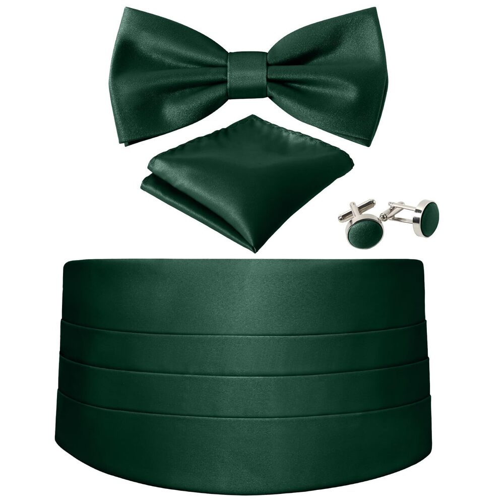1013 Cummerbund and Bow Tie Set Solid Color Adjustable Formal 's Green